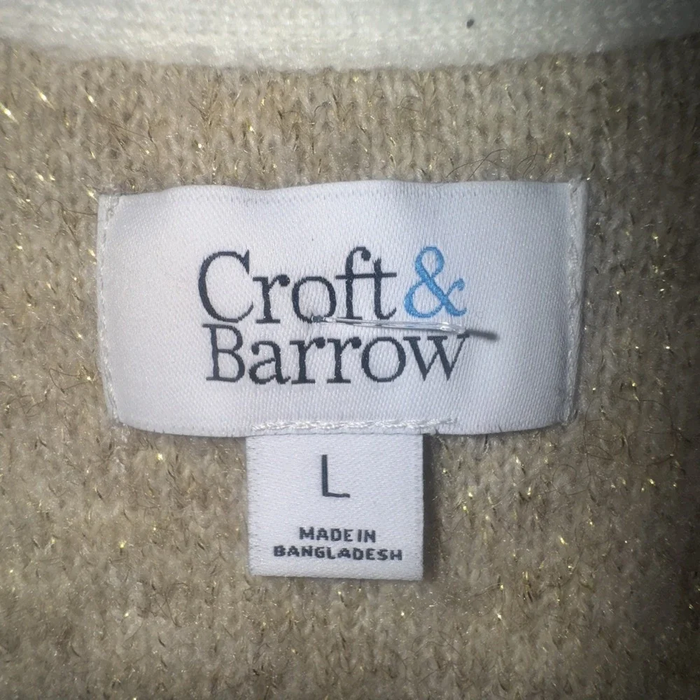 Croft &‎ Barrow Beige Knit Open Front Cardigan Women's Size L